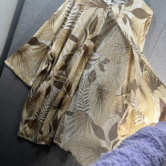 Girl With Curves Knit Palm Cardigan Neutral Palm Size 1X - Picture 12 of 13